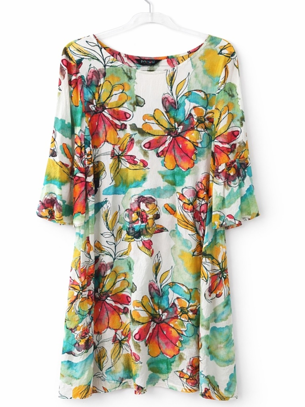 Jams World Doris Dress L 60 Yrs Tropical Floral Swing Boho Dress Resort Wear